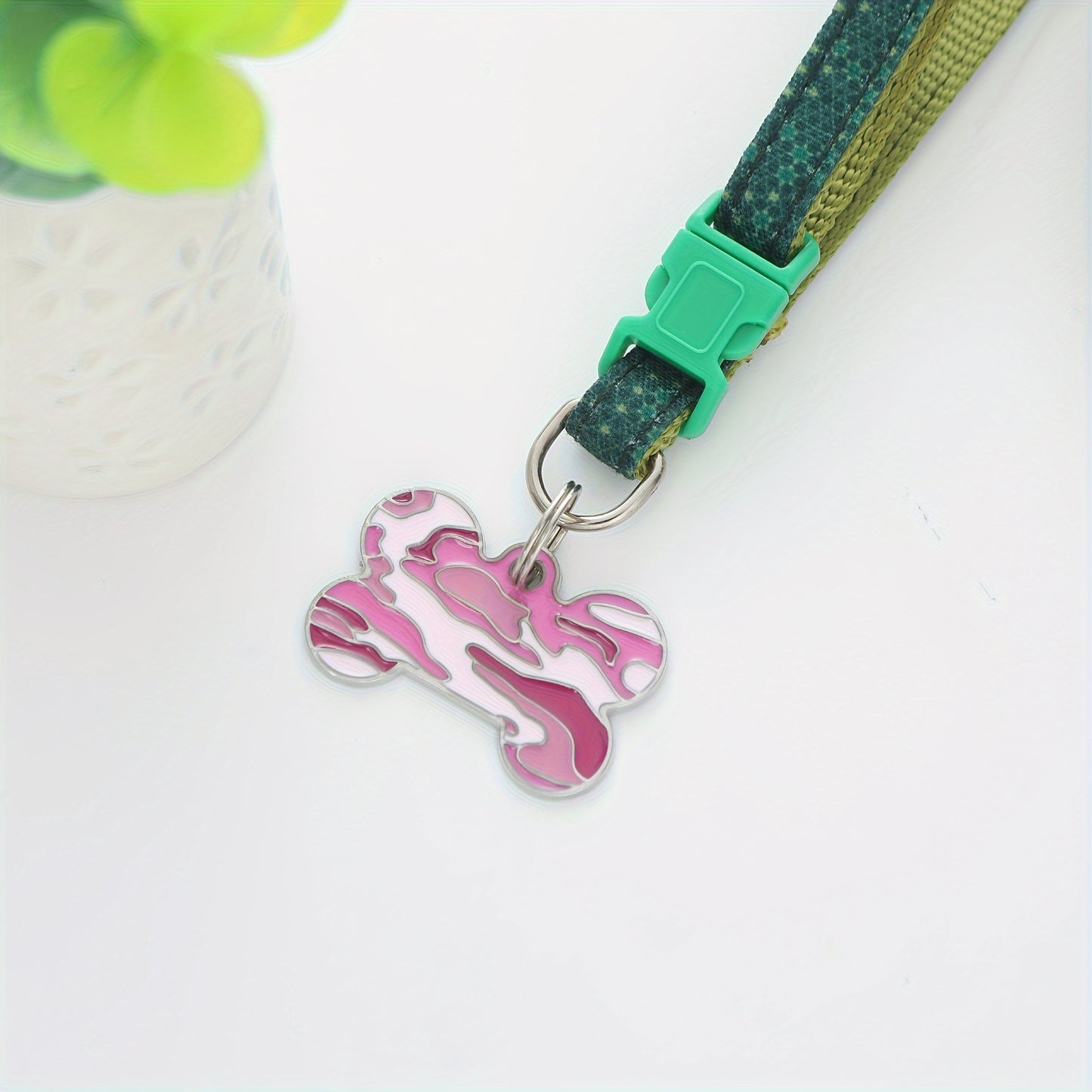 Médaille d'identification personnalisée pour chien, en forme d'os, diverses couleurs de camouflage