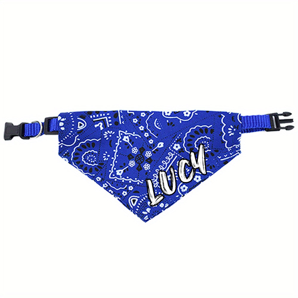 Bandana personnalisable et collier ajustable pour chien - Nom personnalisé, fermeture à pression, plusieurs couleurs disponibles : rose, noir, rouge et bleu