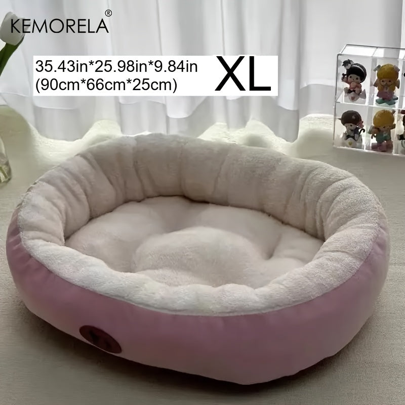 Lit ovale douillet en peluche pour chiens et chats, moelleux et épais, diverses couleurs