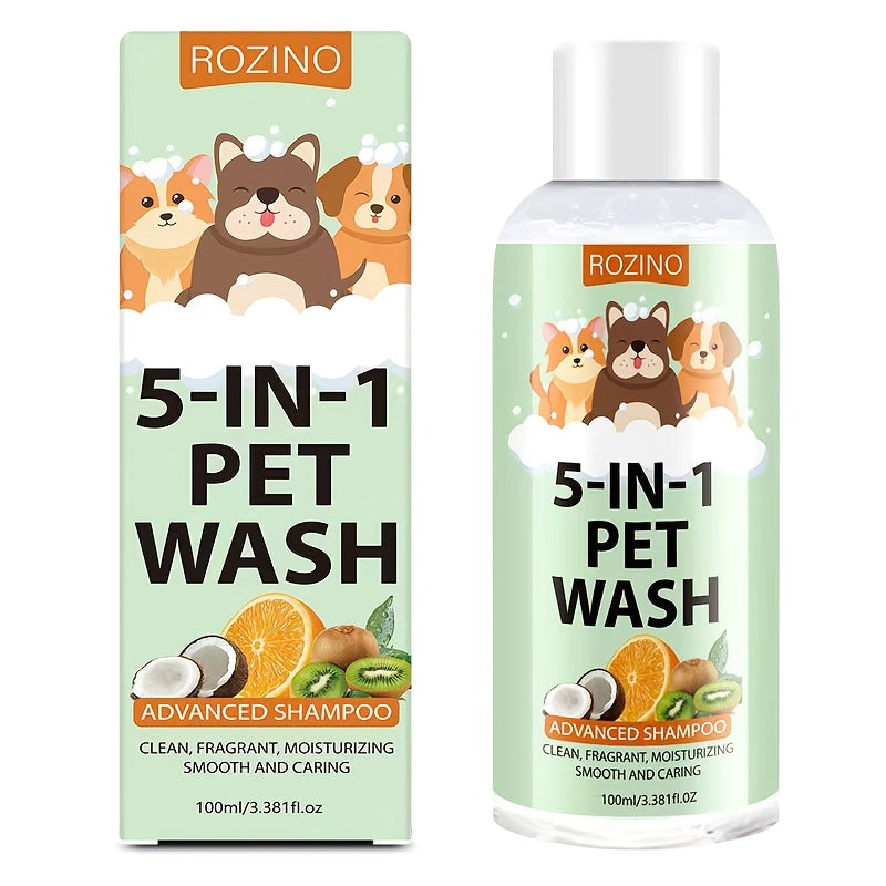 Shampooing pour chien et chat au parfum rafraîchissant, aux propriétés nettoyantes et hydratantes en profondeur, double action soin de la peau et élimination des odeurs, pour une fourrure propre, douce et brillante
