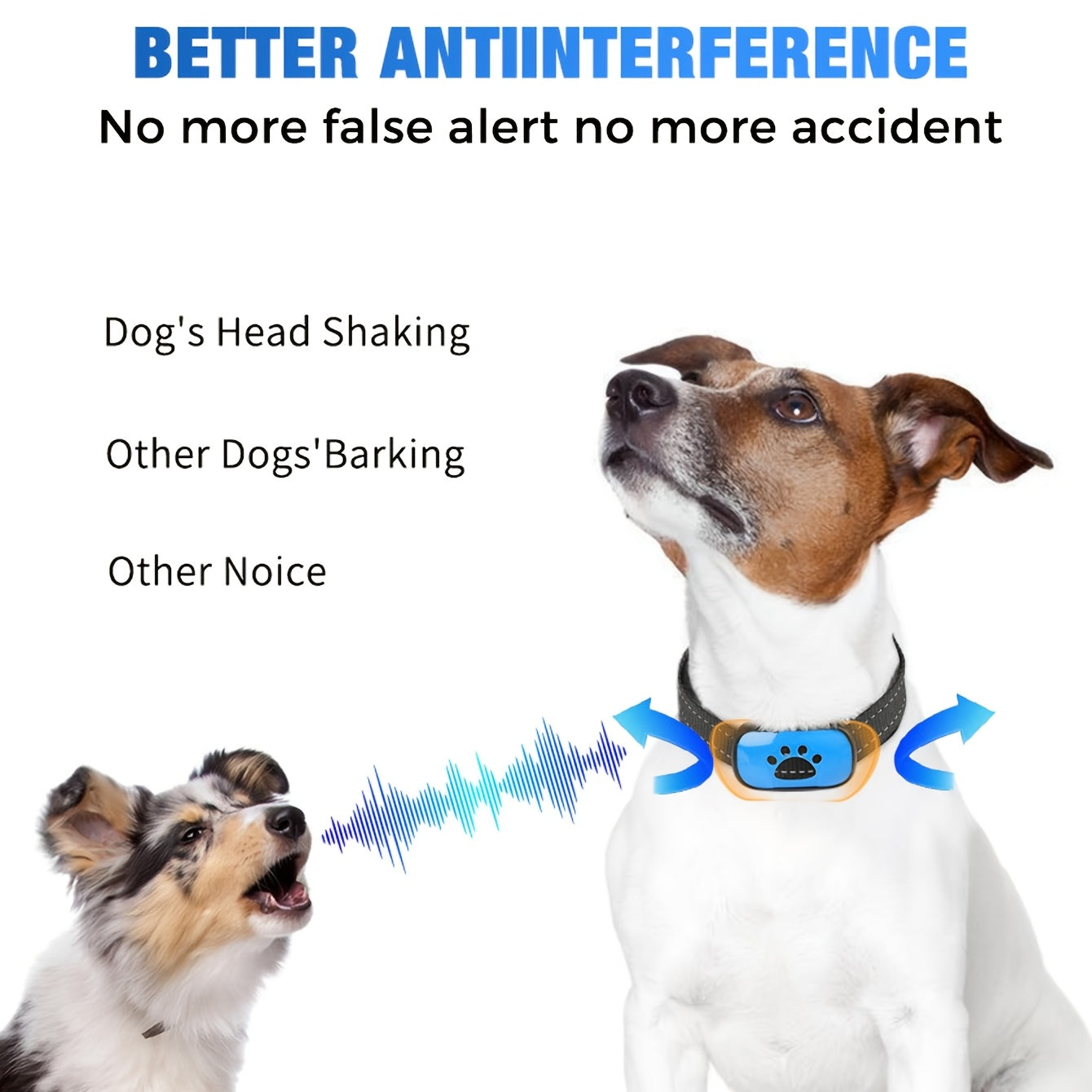Collier anti-aboiement intelligent pour chien, système de vibration, indolore, rechargeable par USB, diverses couleurs