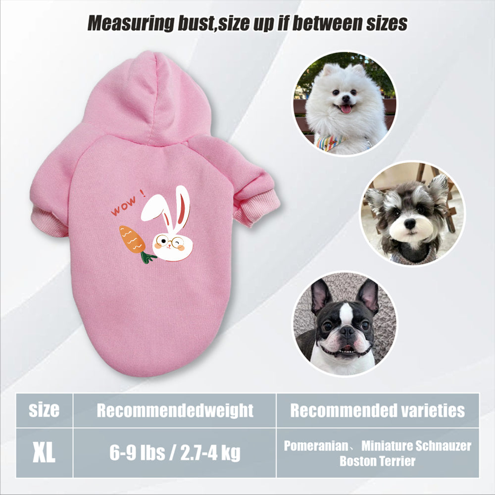Sweat à capuche pour chien, avec imprimé lapin blanc et carotte mignon, diverses couleurs