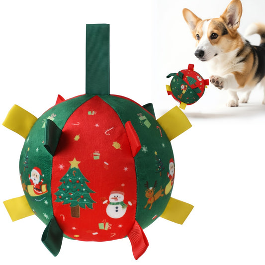 Jouet d'extérieur pour chien, en forme de ballon avec des petites cordes tout autour, musical lorsqu'on le secoue, sans pile