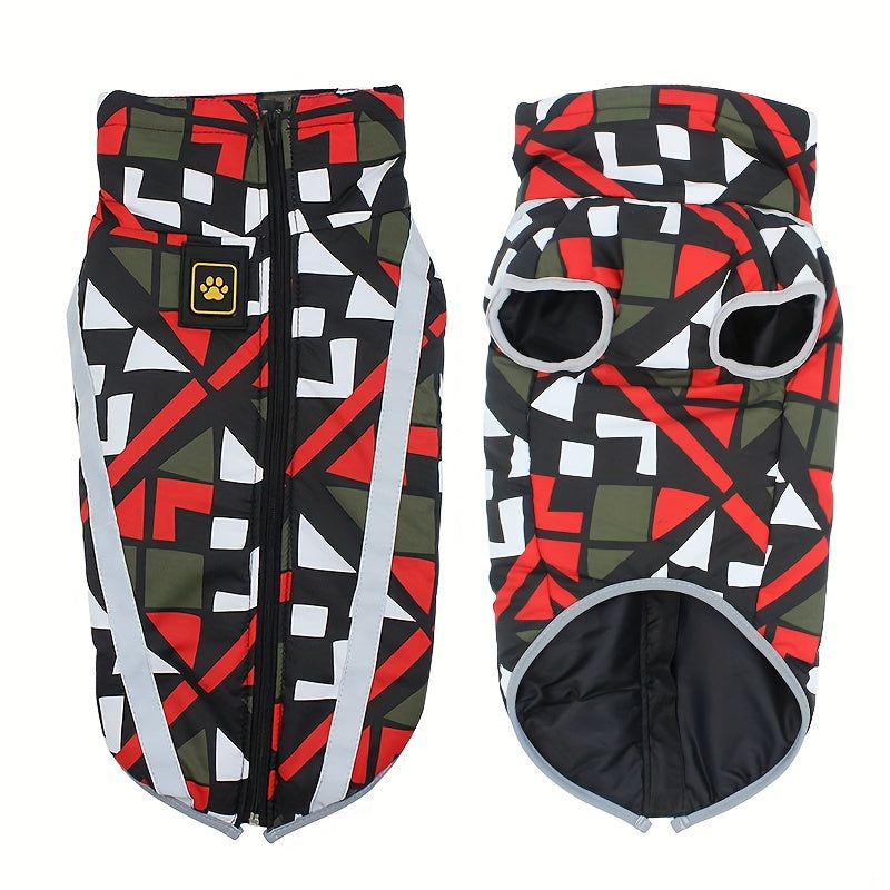 Manteau imperméable pour chien, anneau intégré pour pouvoir attacher une laisse, bandes réfléchissantes latérales, divers motifs