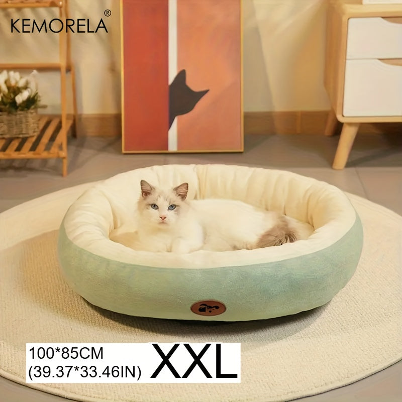 Lit ovale douillet en peluche pour chiens et chats, moelleux et épais, diverses couleurs