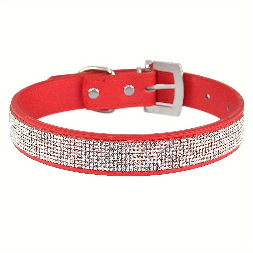 Soft Adjustable Faux Leather Puppy Collar with Rhinestone Cat Pet Pink Collar Set Cute Pet Cat Puppy Collar Dog Leash