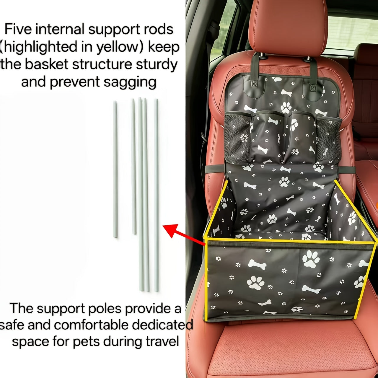 Cage de transport en tissus pour chien et chat, attaches de sécurité à l'intérieur, robuste, gris