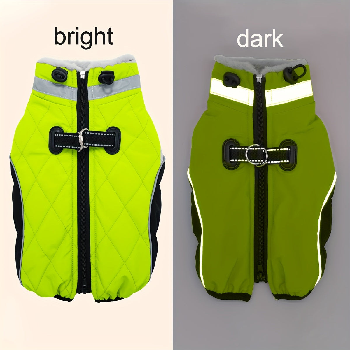 Veste fluorescente verte pour chien - Manteau à fermeture éclair facile à enfiler, idéal pour les chiens de toutes tailles
