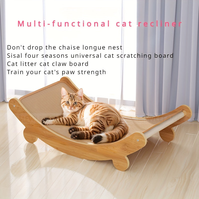 Lit griffoir pour chat, confortable avec position incurvée, peu encombrant, facile à assembler, en lin doux