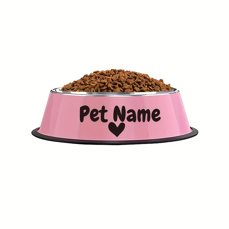 Gamelle personnalisée en acier inoxydable pour chiens et chats - Nom/texte/empreinte de patte et motif os personnalisés, base anti-renversement, diverses couleurs