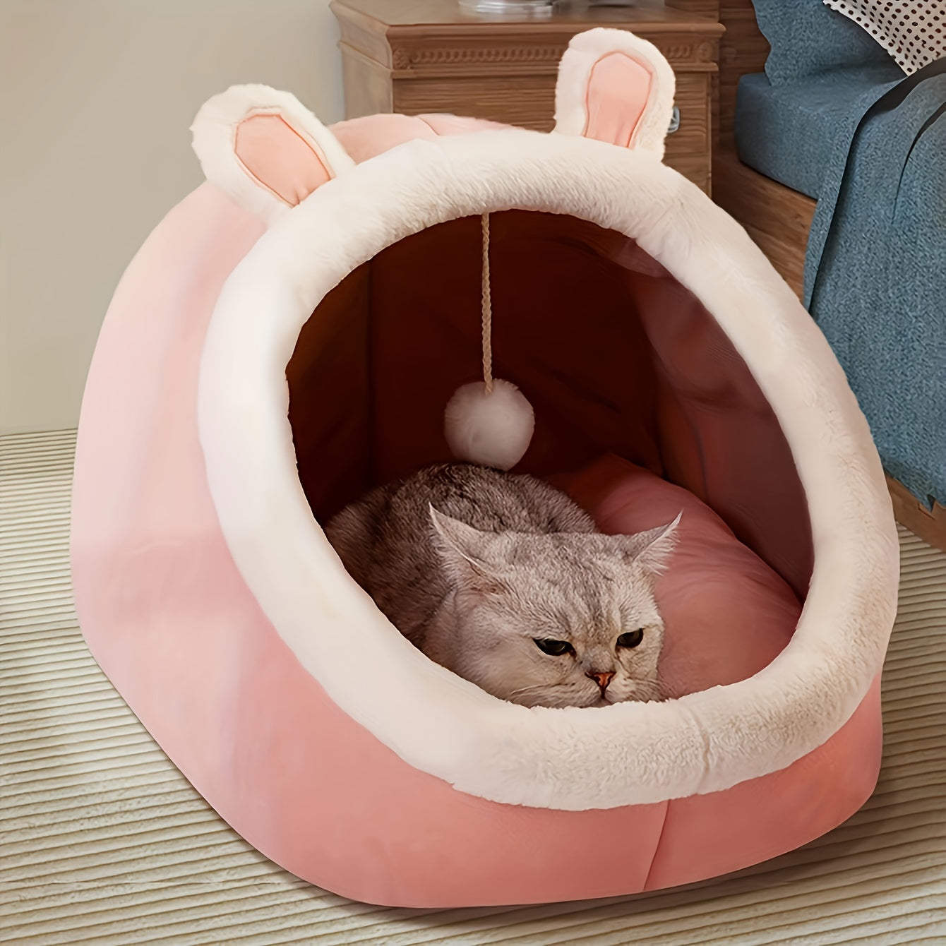 1pc Pet Tent Soft Dog Bed Semi-Enclosed Cat Cave Bed Soft And Comfortable Pet House