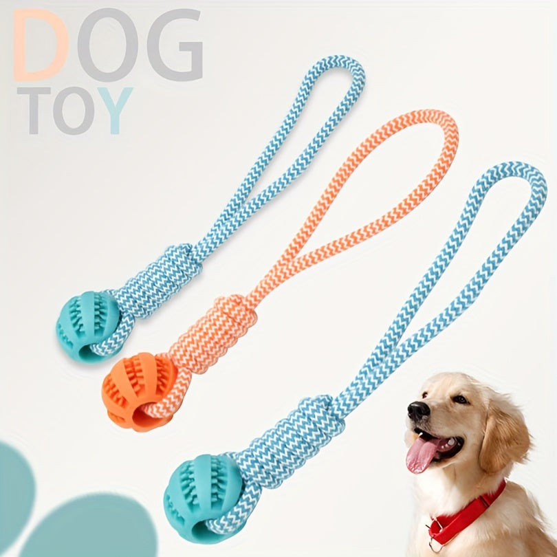 Multi-Functional Pet Toy - Interactive Cotton Rope Molar Teeth Cleaner, Food Dispenser, and Training Play Toy for Puppies and Small Dogs - Durable, Washable, and Fun