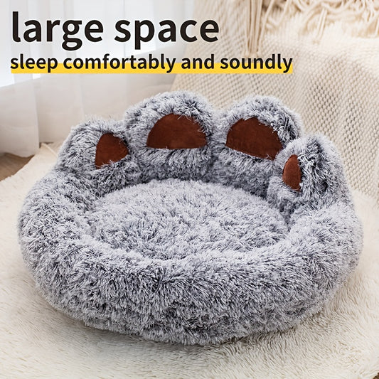 Un lit douillet en forme de patte d'ours adapté aux chiens et aux chats, offrant une solution de couchage douce et confortable pour vos compagnons à quatre pattes, diverses couleurs