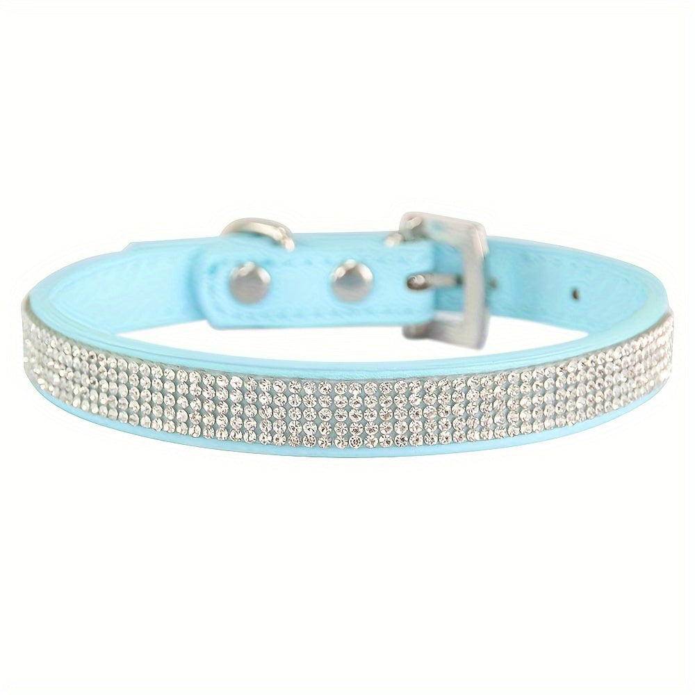 Soft Adjustable Faux Leather Puppy Collar with Rhinestone Cat Pet Pink Collar Set Cute Pet Cat Puppy Collar Dog Leash