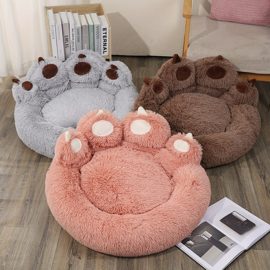 Un lit douillet en forme de patte d'ours adapté aux chiens et aux chats, offrant une solution de couchage douce et confortable pour vos compagnons à quatre pattes, diverses couleurs