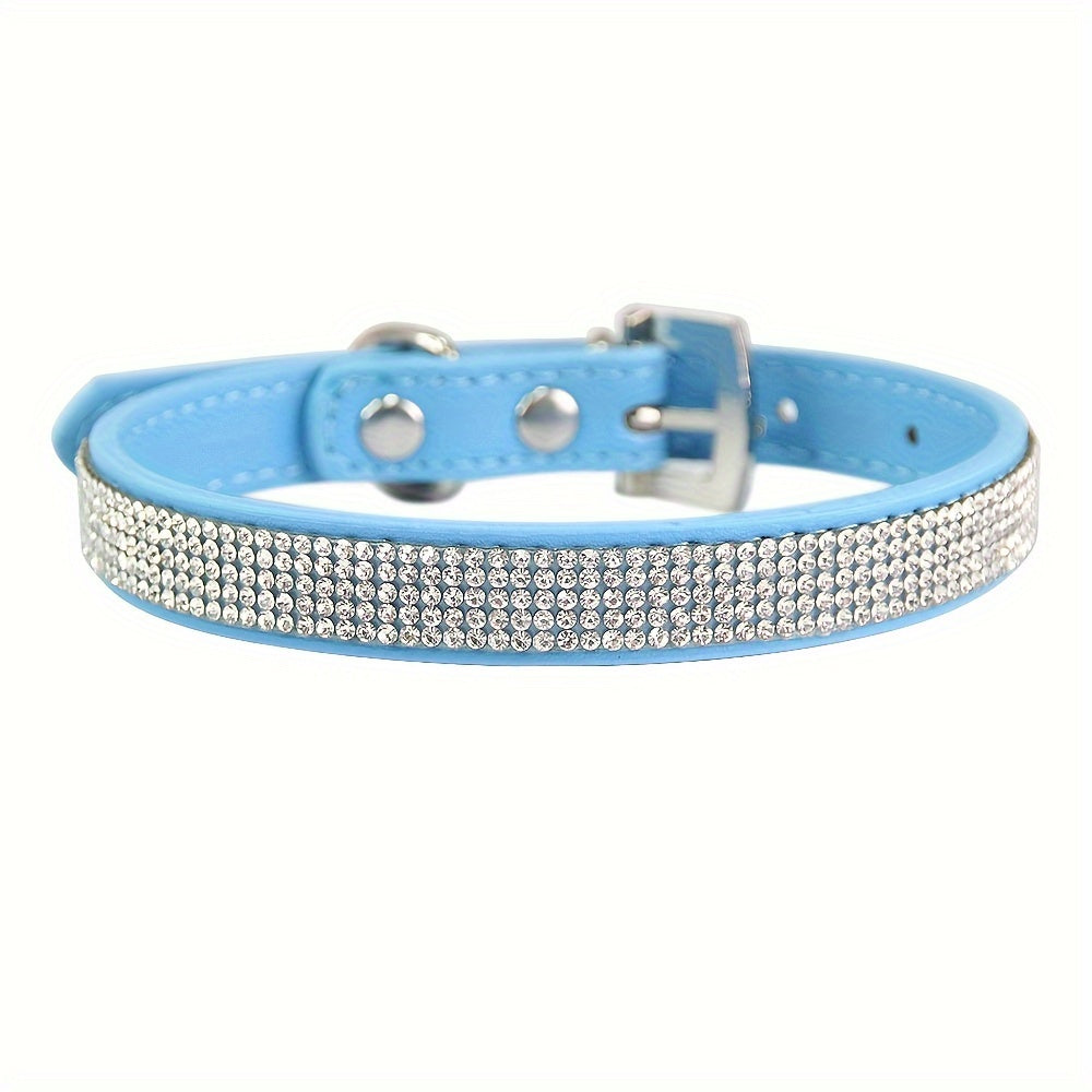 Soft Adjustable Faux Leather Puppy Collar with Rhinestone Cat Pet Pink Collar Set Cute Pet Cat Puppy Collar Dog Leash