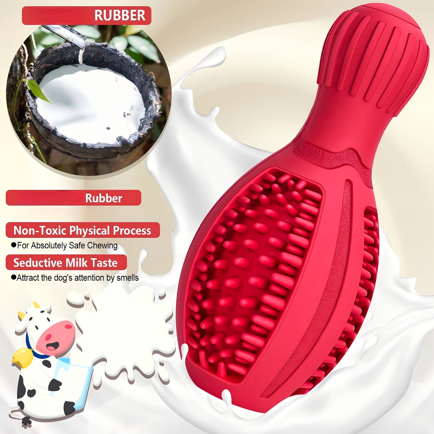 Jouet interactif à mâcher et distributeur lent de friandises pour chiens – Fabriqué en caoutchouc naturel et durable, conception ergonomique, facile à utiliser, convient aux chiens de toutes tailles, diverses couleurs