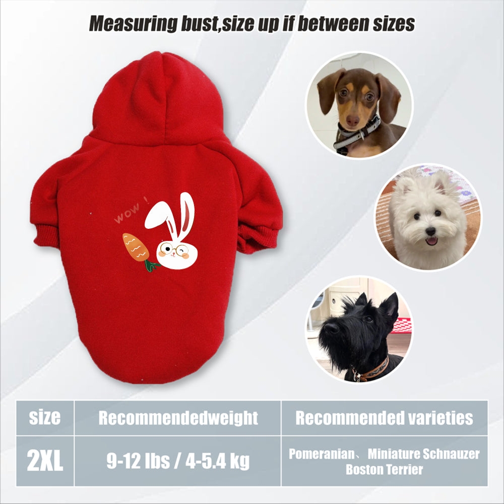 Sweat à capuche pour chien, avec imprimé lapin blanc et carotte mignon, diverses couleurs