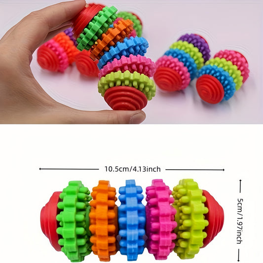 Jouet à mâcher coloré pour chien, nettoie les dents et les protège contre l'accumulation de tartre, anneaux colorés en caoutchouc souple
