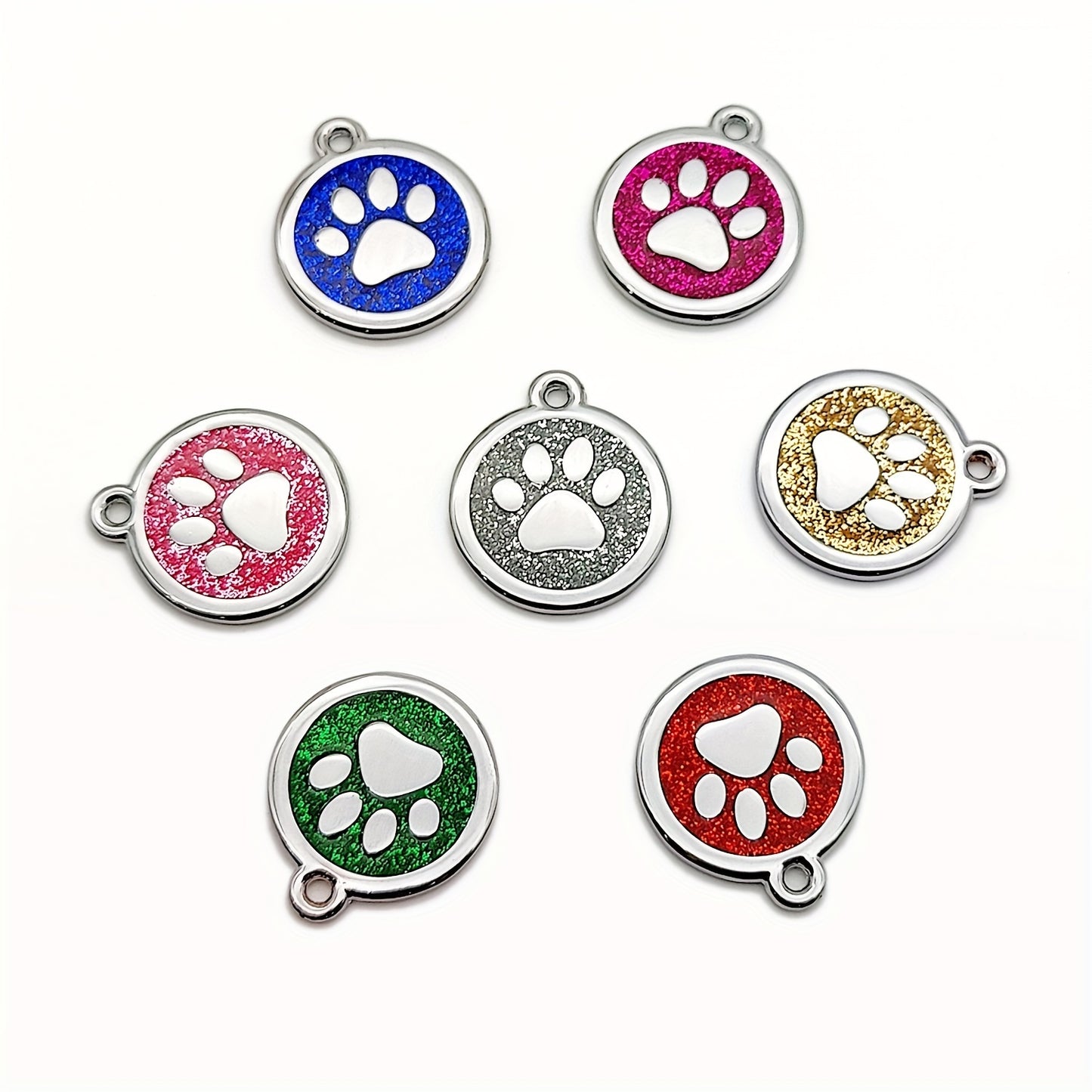 Médaille pour chien ronde avec patte scintillante à personnaliser