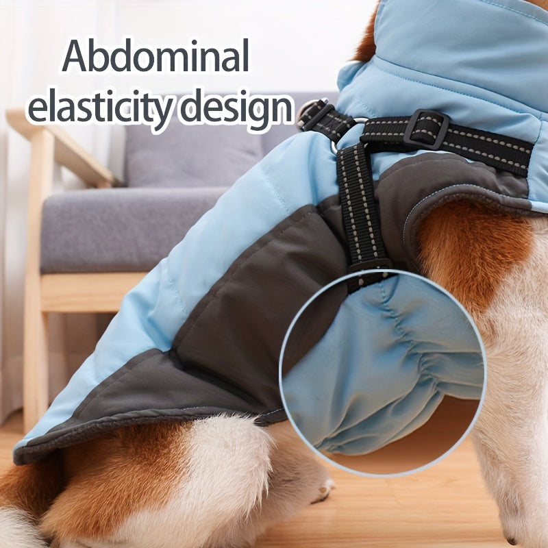 Manteau pour chien avec harnais intégré - bien chaud, bandes réfléchissantes, diverses couleurs