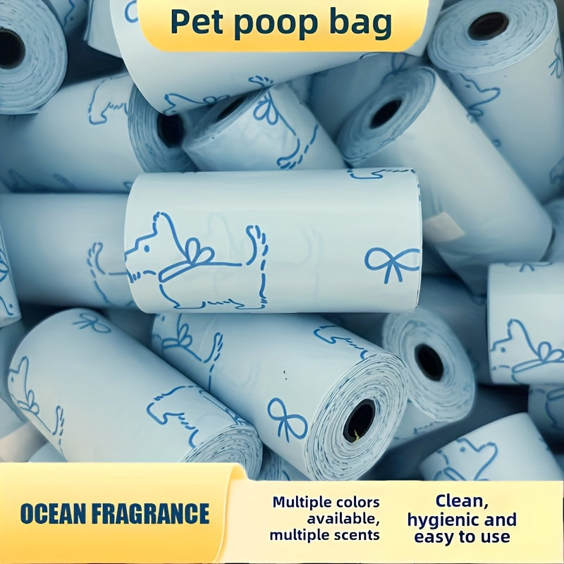 4 rouleaux de sacs épais pour crottes de chien parfumés, sacs avec motifs mignons, pour les sorties en extérieur avec votre chien