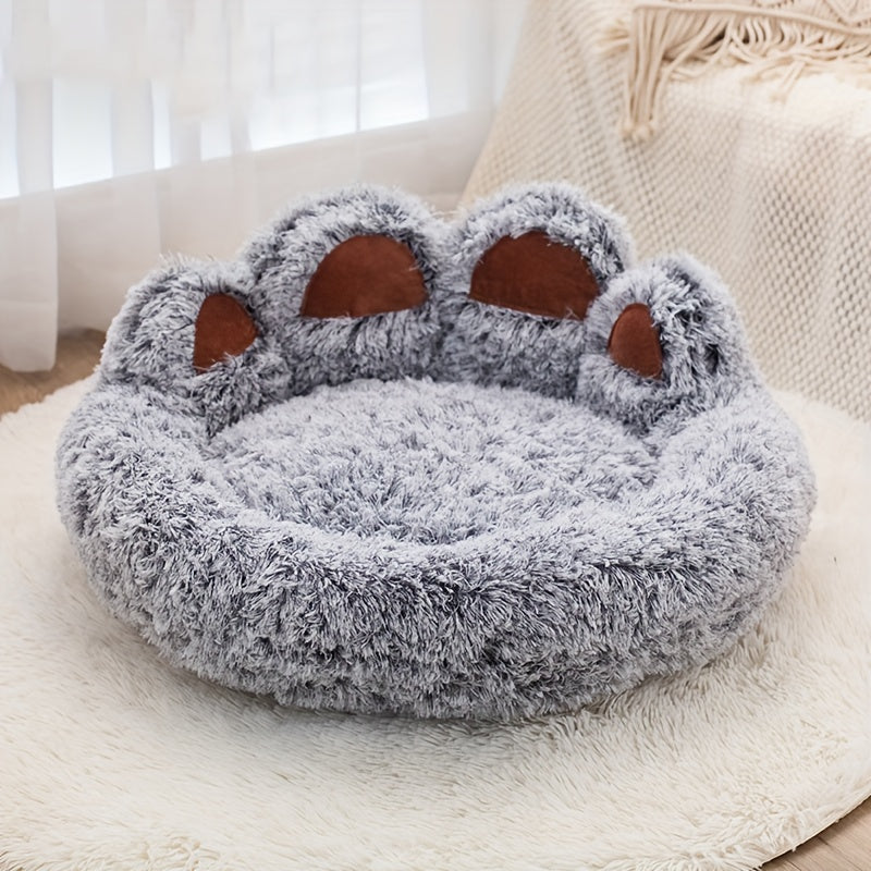 Un lit douillet en forme de patte d'ours adapté aux chiens et aux chats, offrant une solution de couchage douce et confortable pour vos compagnons à quatre pattes, diverses couleurs