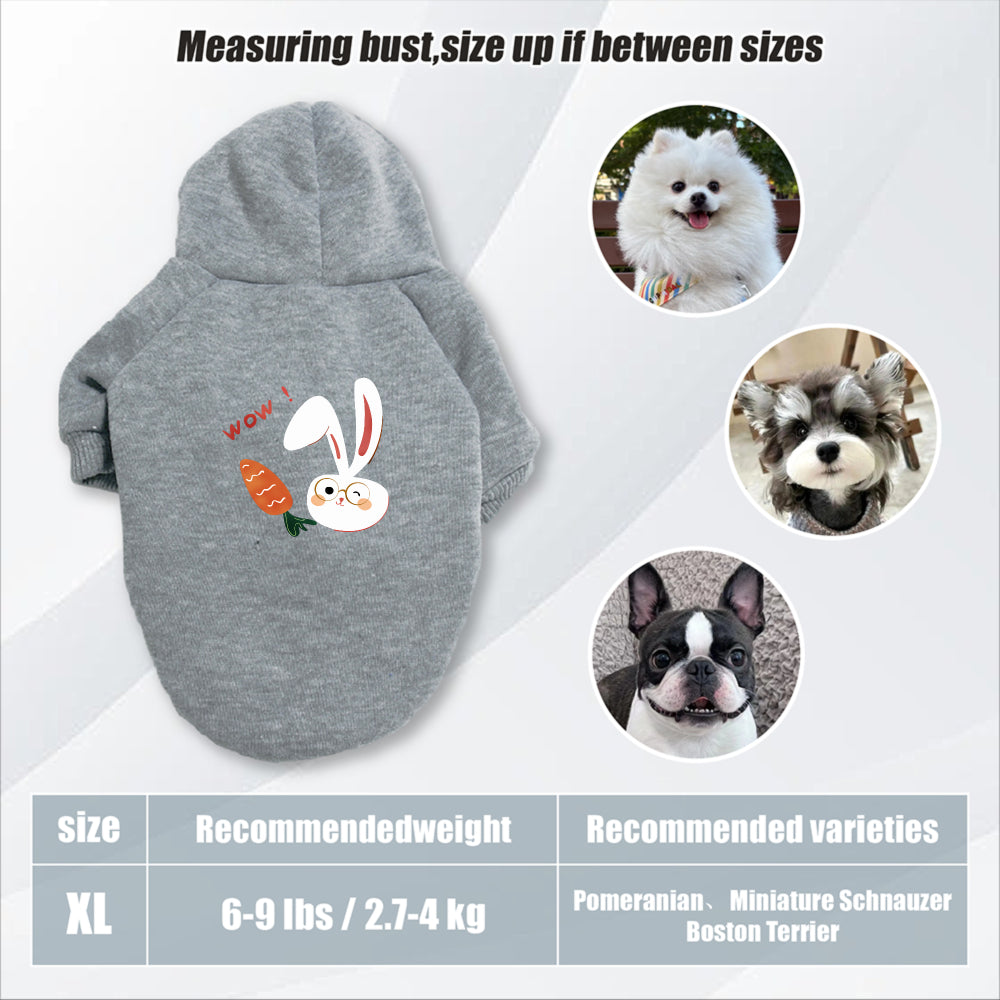 Sweat à capuche pour chien, avec imprimé lapin blanc et carotte mignon, diverses couleurs