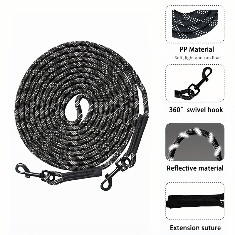Laisse d'entraînement pour chien de 20 m et 30 m, deux crochets pivotants à 360°, adaptée à l'entraînement au rappel, au camping, à la promenade dans le jardin, etc., matériau en polypropylène, pour chiens de toutes tailles, diverses couleurs