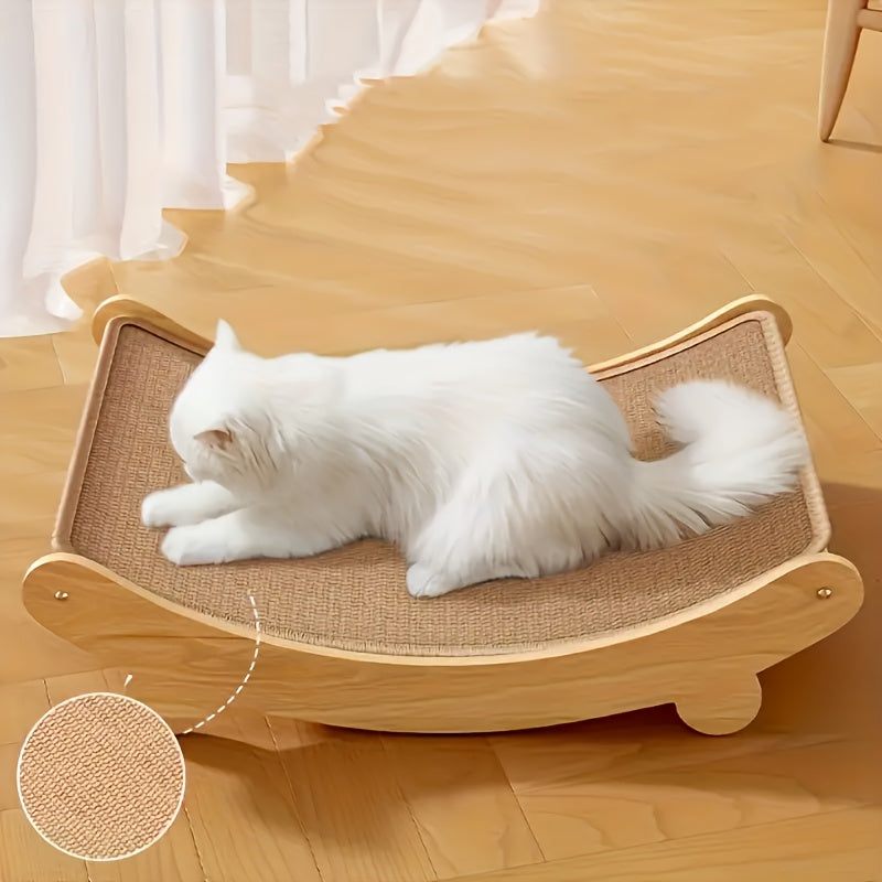 Lit pour chat à surface incurvée, plusieurs tailles disponibles pour permettre aux chats de « griffer et se blottir » et profiter d'un bonheur total, intérieur en carton, extérieur en bois massif