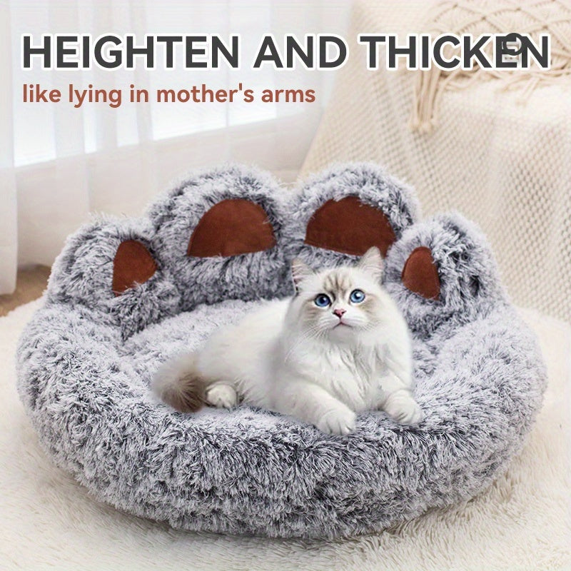 Un lit douillet en forme de patte d'ours adapté aux chiens et aux chats, offrant une solution de couchage douce et confortable pour vos compagnons à quatre pattes, diverses couleurs