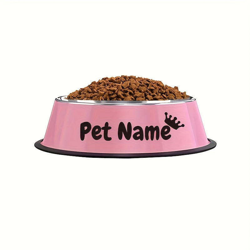 Gamelle personnalisée en acier inoxydable pour chiens et chats - Nom/texte/empreinte de patte et motif os personnalisés, base anti-renversement, diverses couleurs