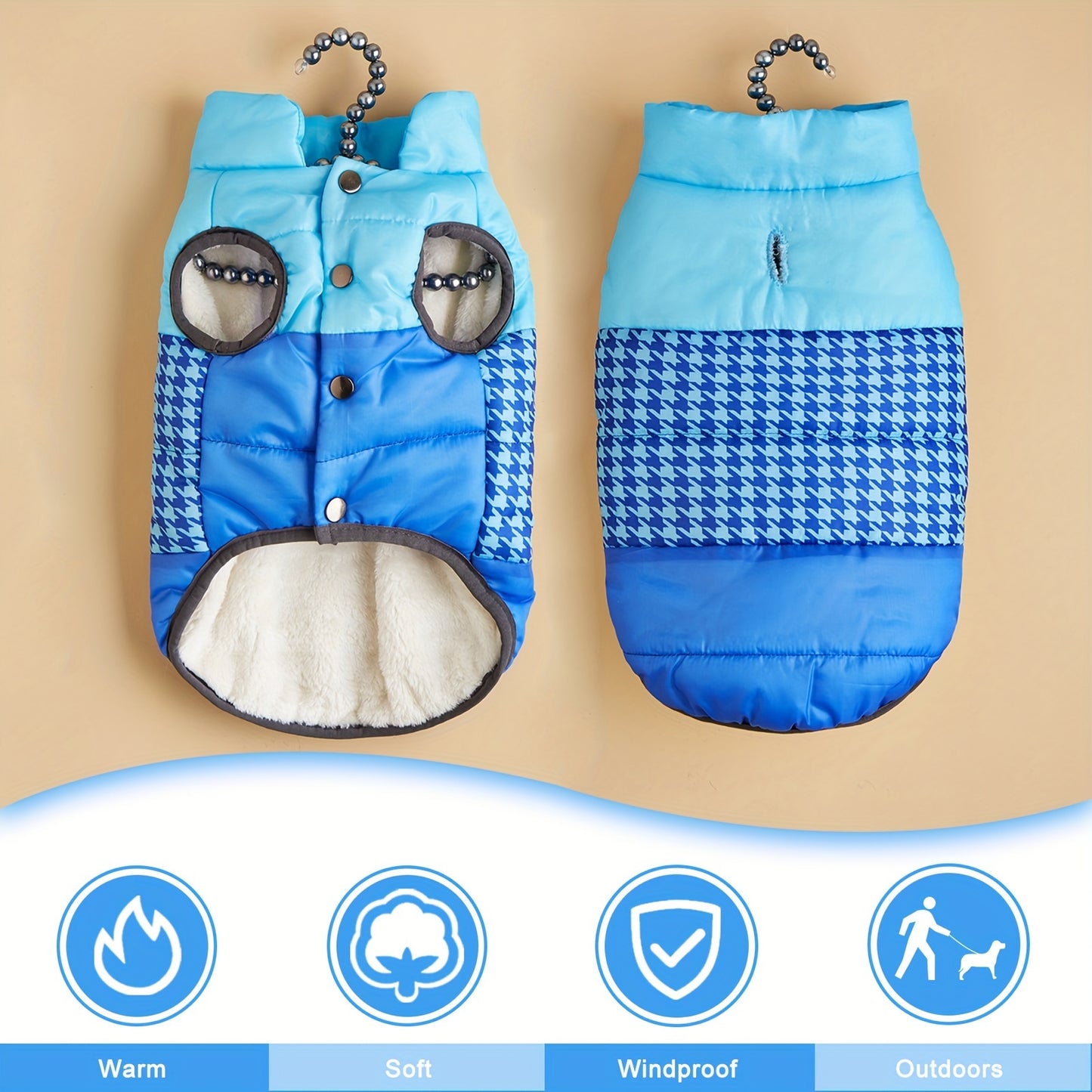 Manteau d'hiver rembourré, patchwork tricolore, pour chiens, diverses couleurs et divers motifs