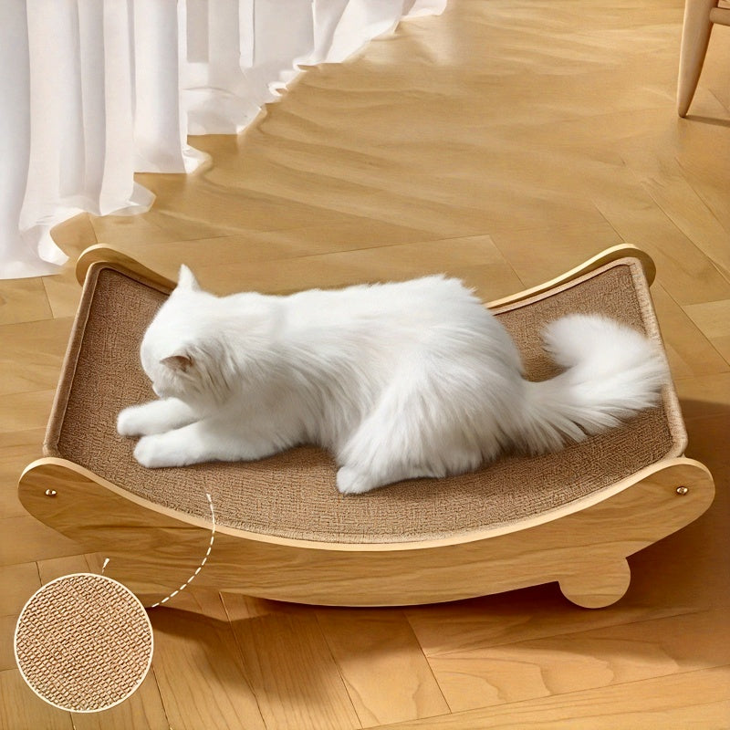 Lit pour chat à surface incurvée, plusieurs tailles disponibles pour permettre aux chats de « griffer et se blottir » et profiter d'un bonheur total, intérieur en carton, extérieur en bois massif