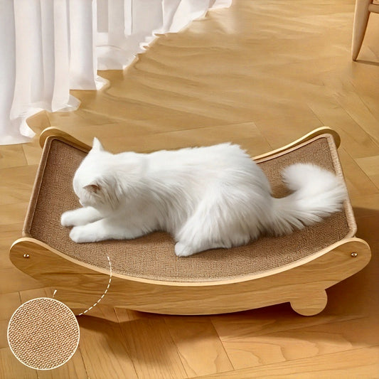 Lit pour chat à surface incurvée, plusieurs tailles disponibles pour permettre aux chats de « griffer et se blottir » et profiter d'un bonheur total, intérieur en carton, extérieur en bois massif