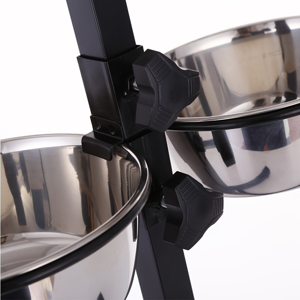 Gamelles surélevées réglables en hauteur, 1,8L, pour chiens - Mangeoire antidérapante en acier inoxydable avec support relevable pour la nourriture et l'eau, conception pliable pour un rangement facile