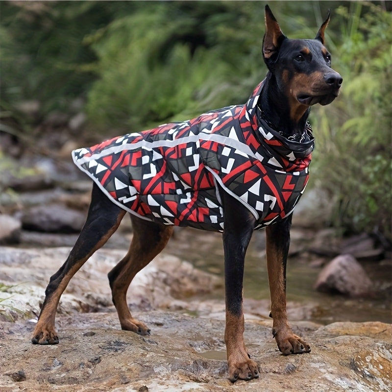 Manteau imperméable pour chien, anneau intégré pour pouvoir attacher une laisse, bandes réfléchissantes latérales, divers motifs