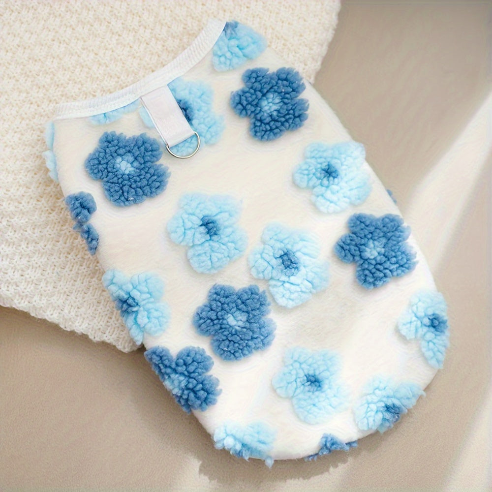 Pull en polaire pour chien, léger et bien chaud, motif de fleur colorées, anneau intégrer pour attacher une laisse, diverses couleurs