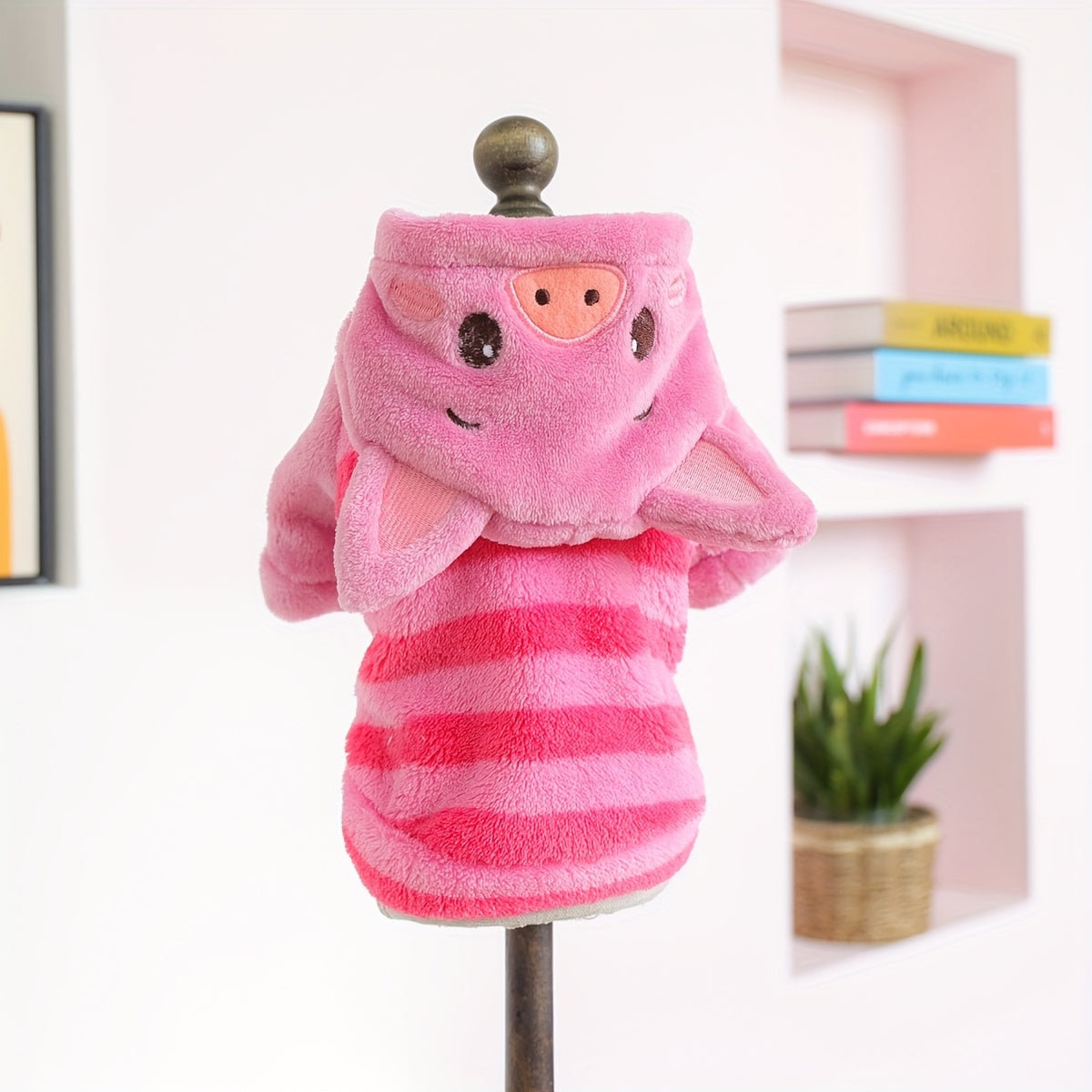 Sweat à capuche pour chiens, costume de petit cochon rose, tout doux et tout chaud, facile à enfiler