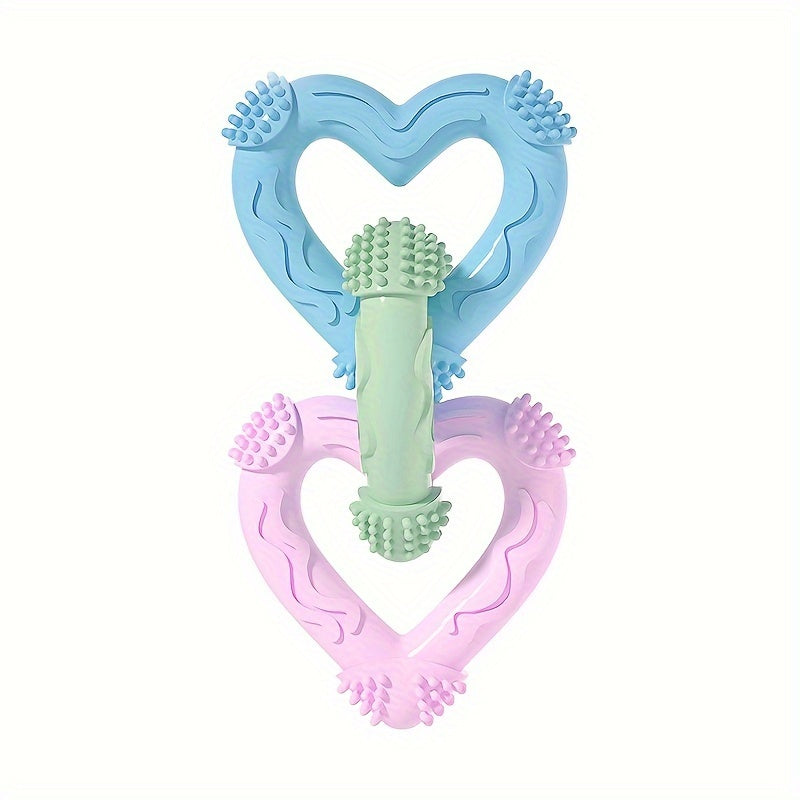 Hochet pour chien en forme de cœur, conçu pour la mastication et les soins dentaires, durable et divertissant, avec des anneaux doubles et triples, diverses couleurs