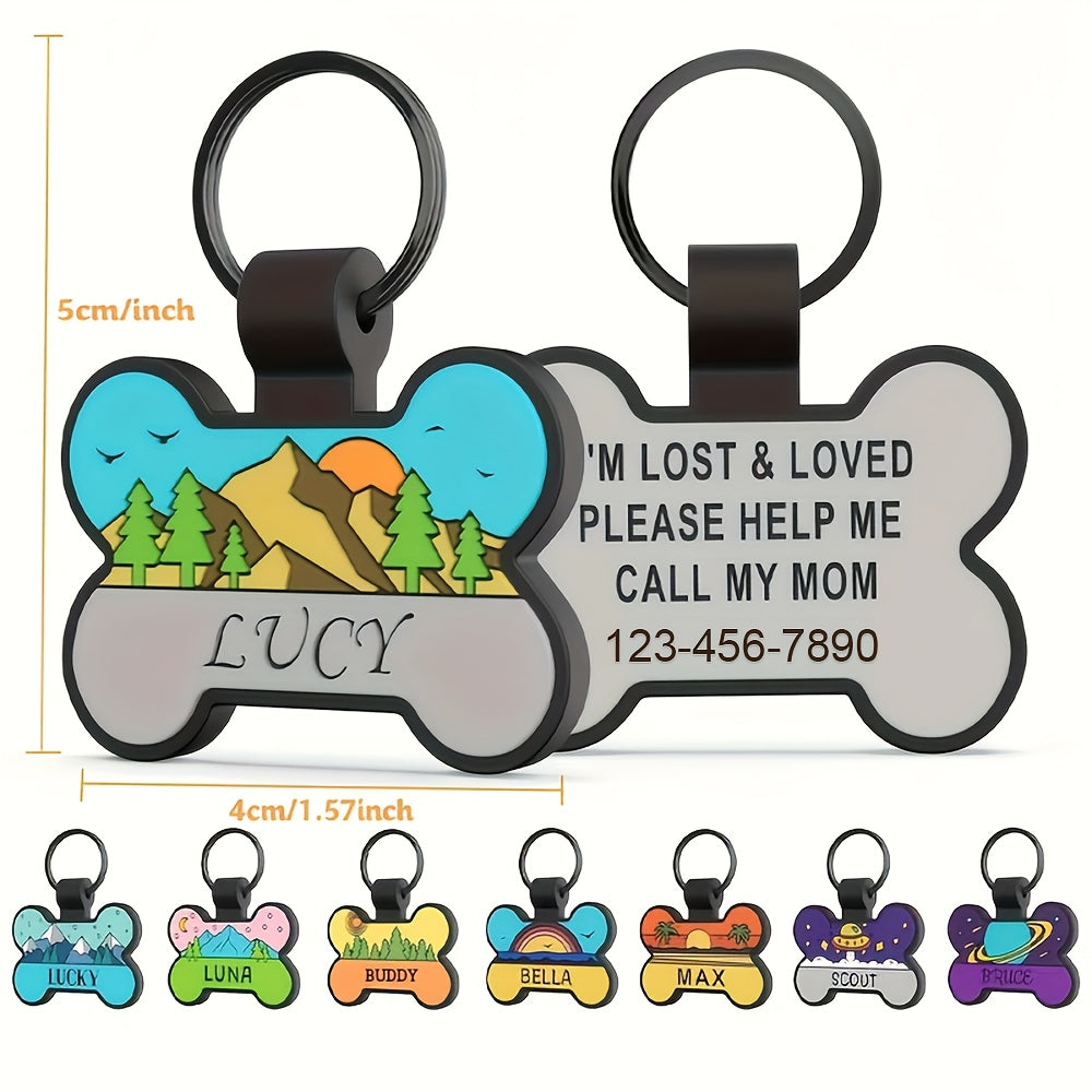 Médaille pour chien personnalisée en forme d'os, en silicone, diverses couleurs et divers motifs