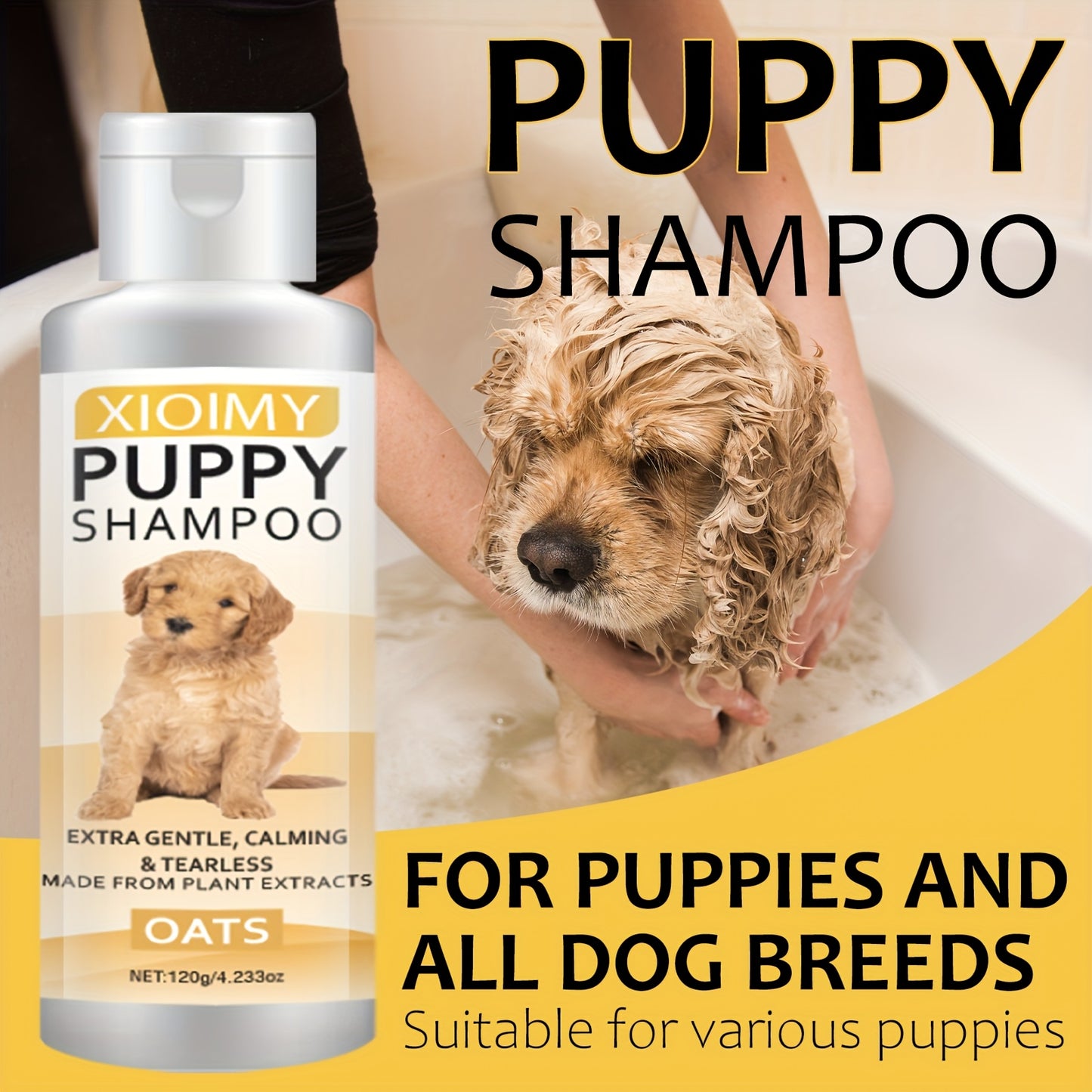Shampooing pour chiots - Formule extra douce et apaisante à base d'extraits d'avoine, nettoie et élimine les odeurs, adoucit et apaise, parfum longue durée, shampooing et après-shampooing