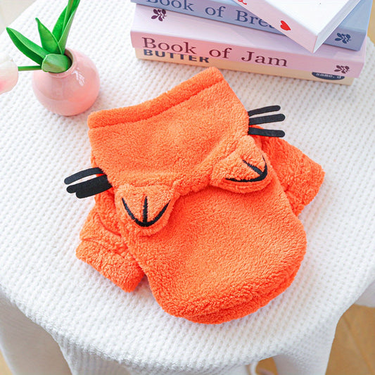 Sweat à capuche épais et chaud pour petits chiens, costume mignon de chat, orange