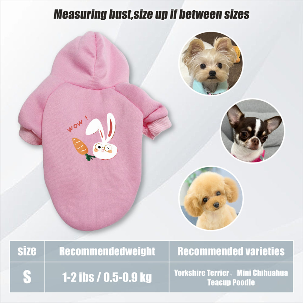 Sweat à capuche pour chien, avec imprimé lapin blanc et carotte mignon, diverses couleurs