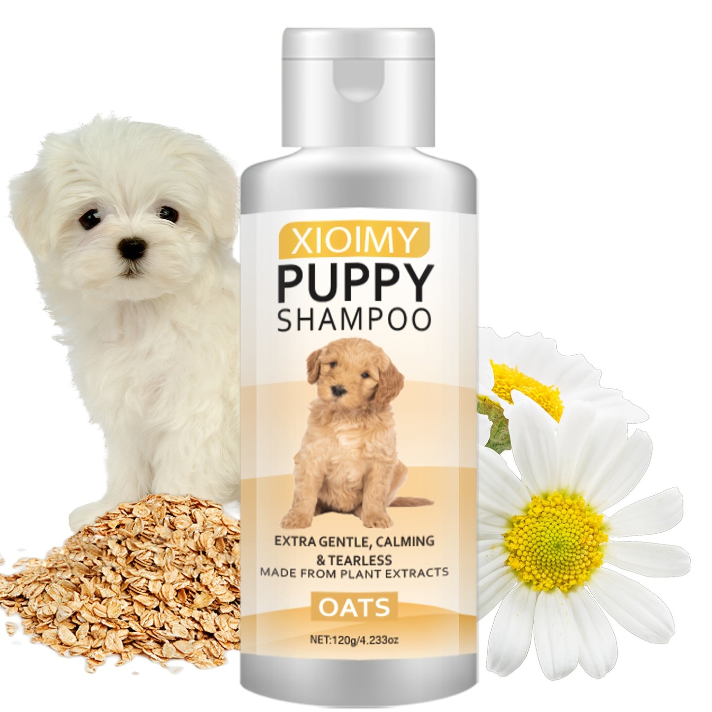 Shampooing pour chiots - Formule extra douce et apaisante à base d'extraits d'avoine, nettoie et élimine les odeurs, adoucit et apaise, parfum longue durée, shampooing et après-shampooing