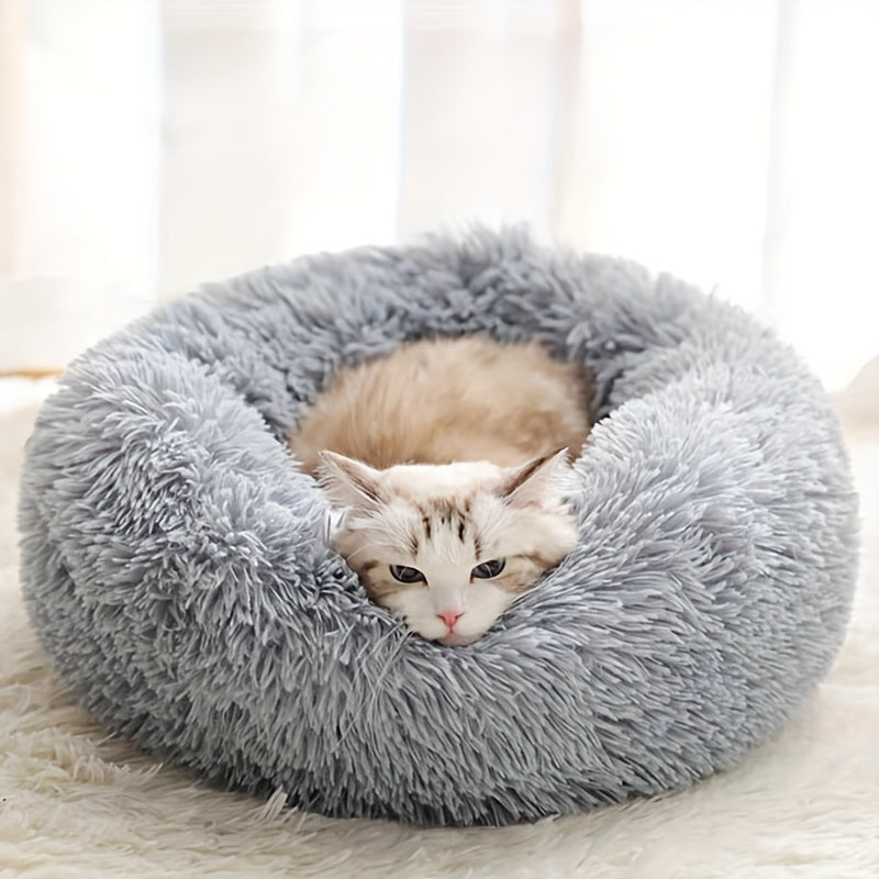 Lit rond pour chien et chat, douillet en peluche, chaud et confortable, diverses couleurs