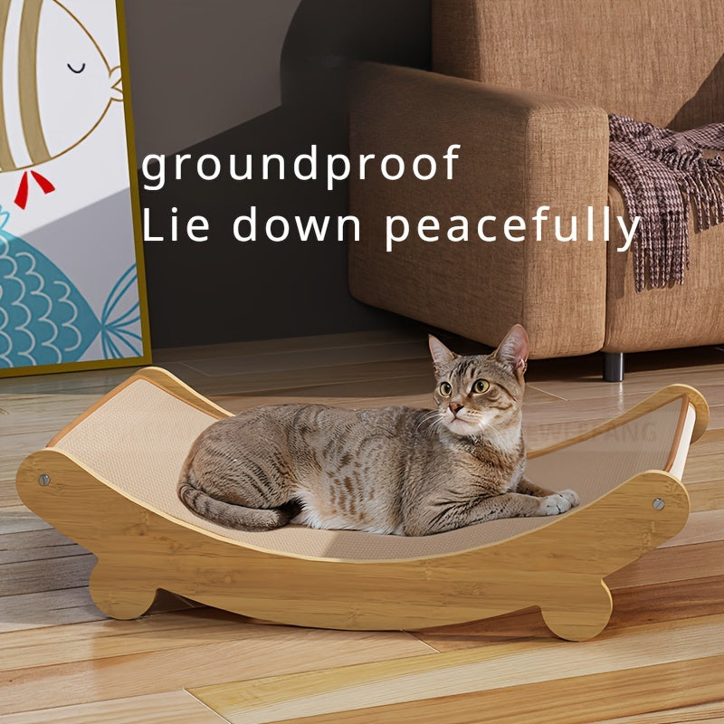 Lit griffoir pour chat, confortable avec position incurvée, peu encombrant, facile à assembler, en lin doux