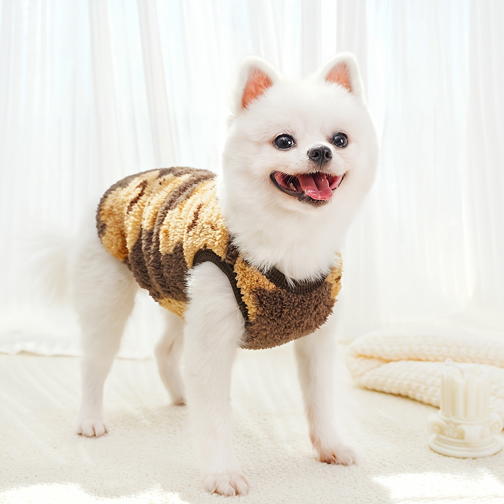 Pull chaud avec motif de petits ours, en peluche tout doux, pour petits chiens, rouge