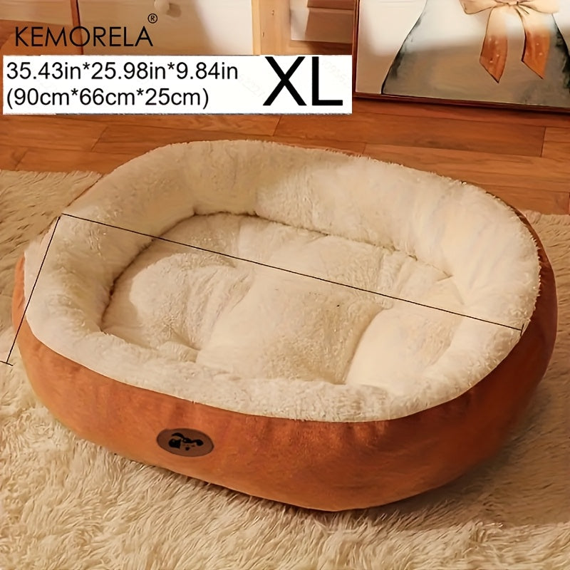 Lit ovale douillet en peluche pour chiens et chats, moelleux et épais, diverses couleurs