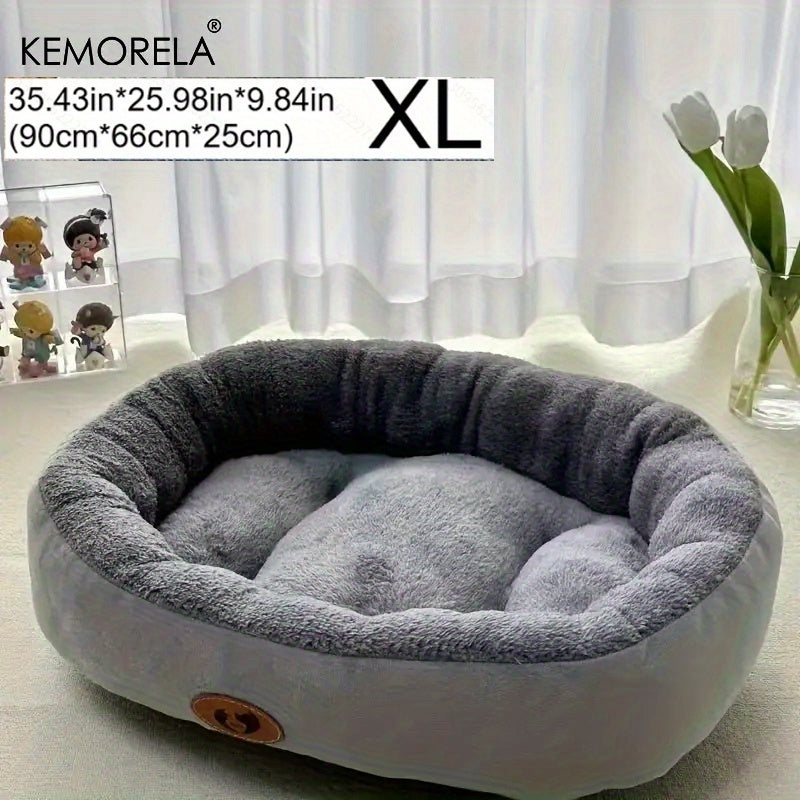 Lit ovale douillet en peluche pour chiens et chats, moelleux et épais, diverses couleurs